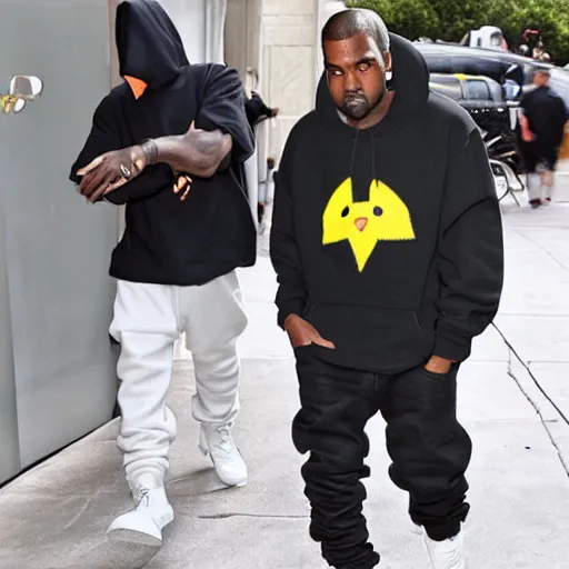 Image similar to kanye west in a pikachu hoody