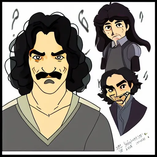 Image similar to precisely drawn illustration of inigo montoya drawn in the style of studio ghibli, full color, anime, manga style