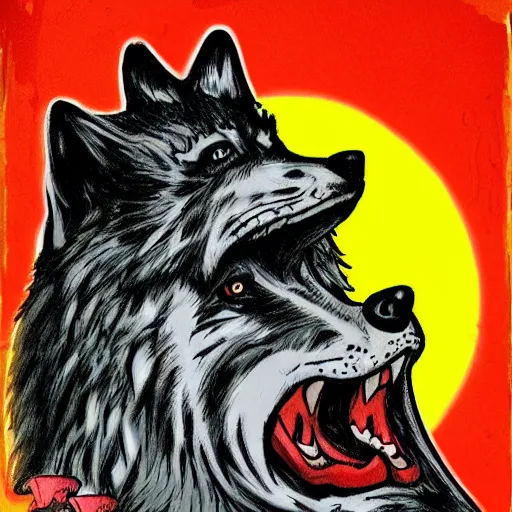 portrait of retarded wolf, funny, stupid, squint eyes, | Stable ...