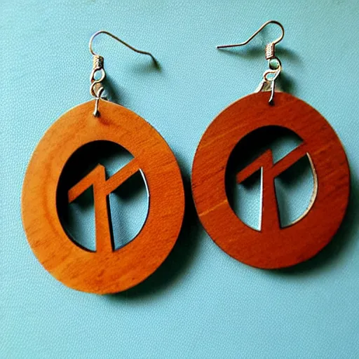 Image similar to 2 d wood lasercut earrings, mystical symbols, 8 k, hd, trending on artstation, trending on deviantart, trending on etsy, epic digital art