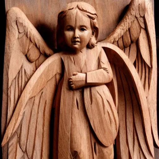 Image similar to woodcarving of an angel