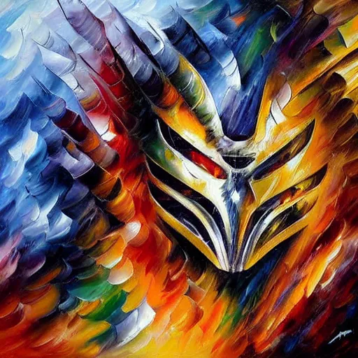 Image similar to portrait painting of The Predator by Leonid Afremov, armor, hyperdetailed!