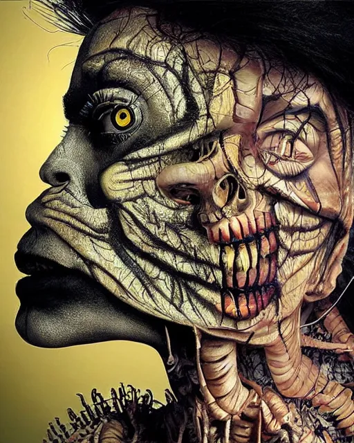 Image similar to halloween mummy theme surrealist art in the styles of igor morski, jim warren, and a tim burton film, intricate, hyperrealistic, accurate facial details, profile picture with chromakey!!! background, volumetric lighting