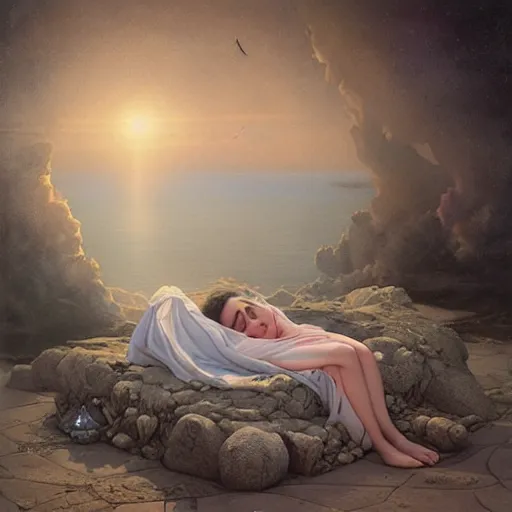 Image similar to Ariadne Asleep on the Island of Naxos by tom Bagshaw