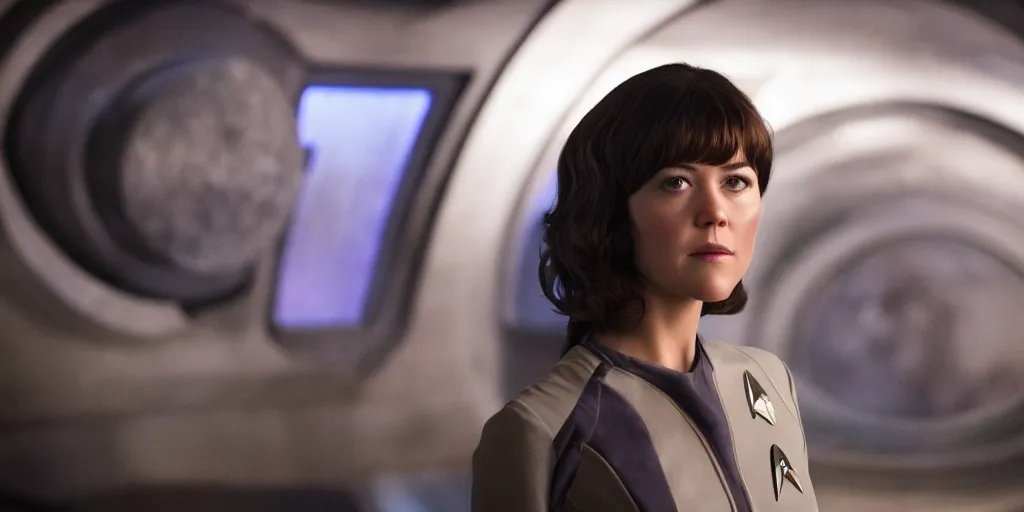 Prompt: Mary Elizabeth Winstead is the captain of the starship Enterprise in the new Star Trek movie