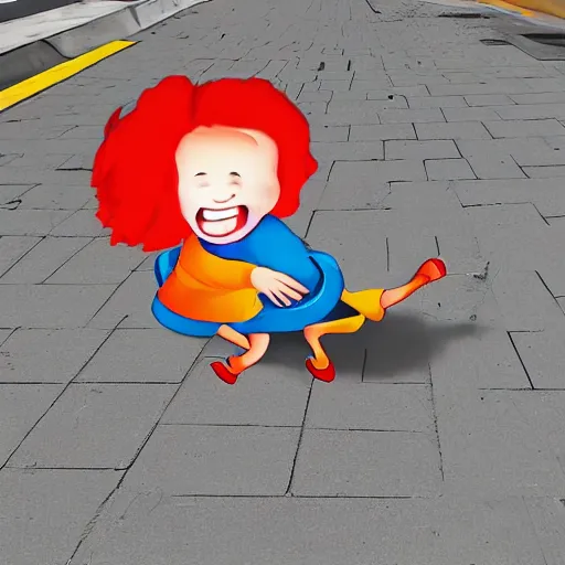 Prompt: digital art, possessed toddler attacking people on the sidewalk, award winning, high quality