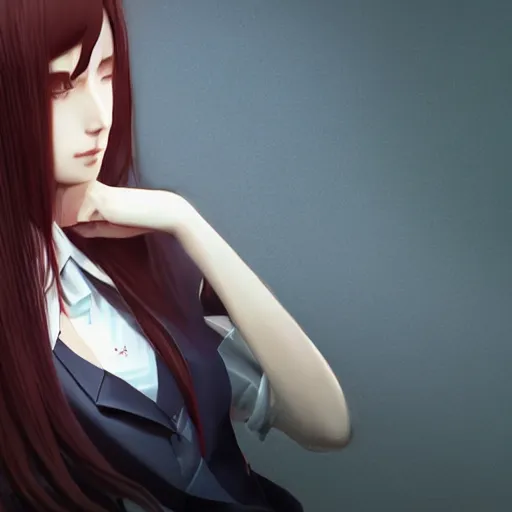 Image similar to kurisu makise, elegant, ultra highly detailed, digital painting, smooth, sharp focus, artstation, art by Ina Wong, by Bo Chen, by ilya kuvshinov