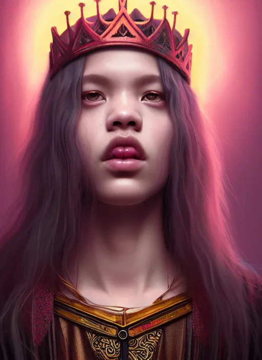 Image similar to jossi of blackpink, king, tarot card, highly detailed, digital painting, smooth, sharp focus, illustration, ultra realistic, octane, render, unreal engine 8 k, art by artgerm and agostino arrivabene