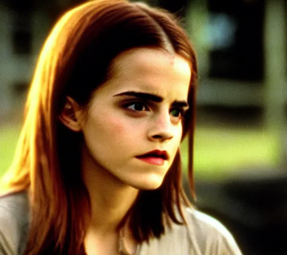 Image similar to color still shot of emma watson in film the craft 1 9 9 6, face closeup,