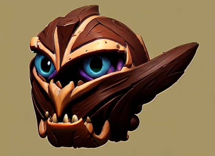 Image similar to brown wooden festeroot witch head, stylized stl, 3 d render, activision blizzard style, hearthstone style, darksiders art style, greg rutkowski style