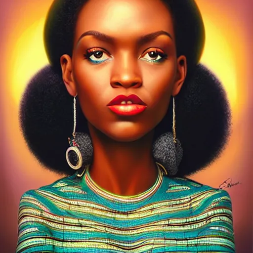 Prompt: Stockholm city portrait, black women afro, Pixar style, by Tristan Eaton Stanley Artgerm and Tom Bagshaw.