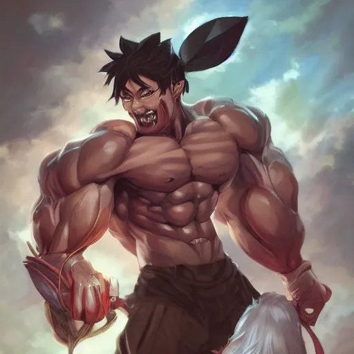 Prompt: anime portrait of goblins as a muscular anime boy by stanley artgerm lau, wlop, rossdraws, james jean, andrei riabovitchev, marc simonetti, and sakimichan, trending on artstation