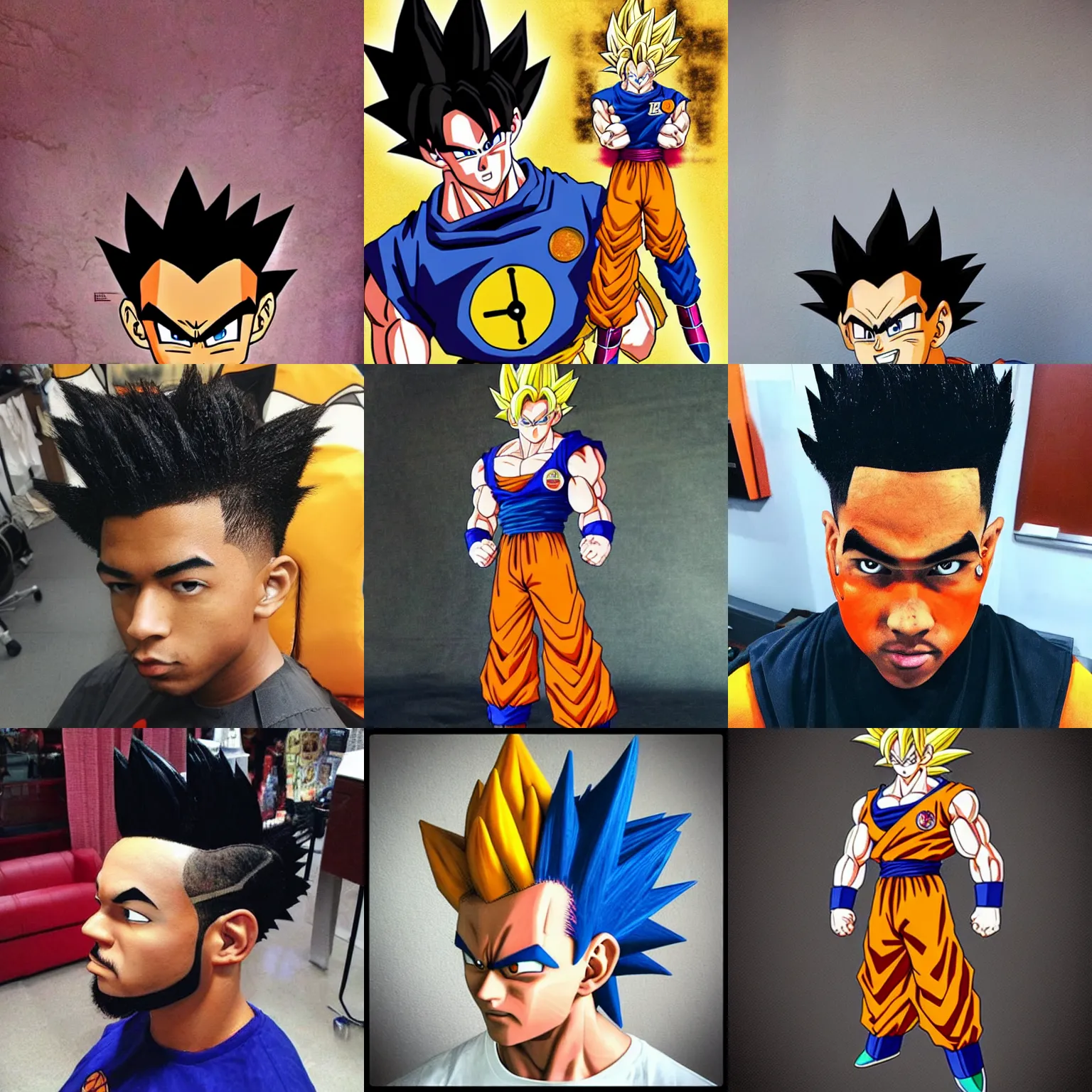 Image similar to dragon ball z goku with a hightop fade