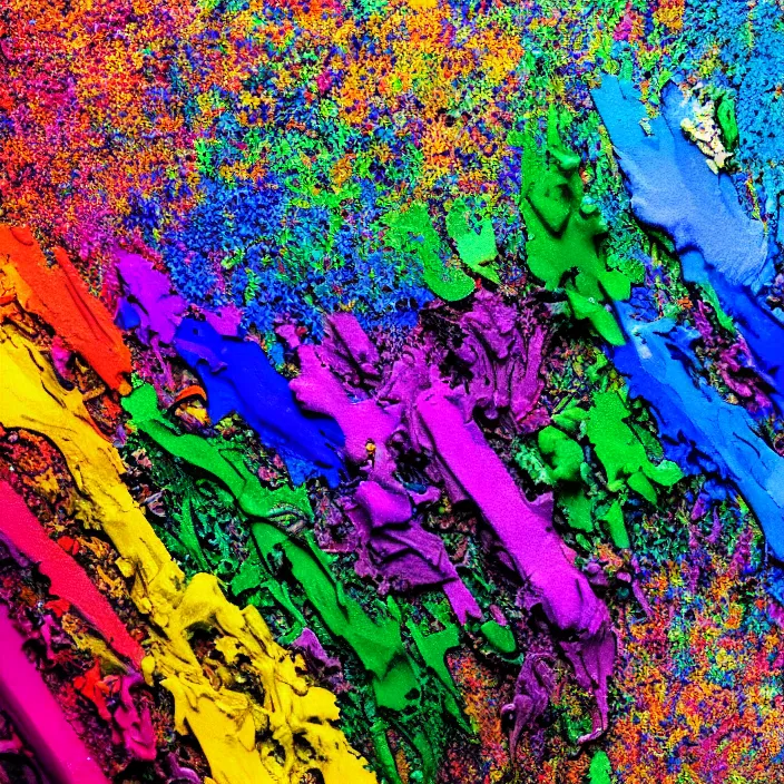 Image similar to melted crayons on a white background, negative space, ray tracing, psychedelic, intricate, dripping, very complex, textured, photography