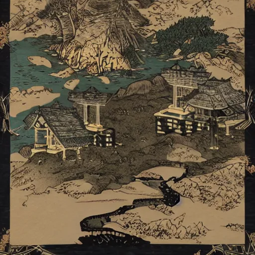 Prompt: Skyrim Whiterun Nazeem ukiyo-e highly detailed