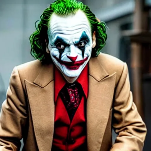 Image similar to film still of Mr Bean as joker in the new Joker movie