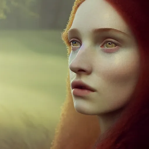 Image similar to photographic portrait of a stunningly beautiful english renaissance female in soft dreamy light at sunset, frozen forest, soft focus, contemporary fashion shoot, in a denis villeneuve and tim burton movie, by edward robert hughes, annie leibovitz and steve mccurry, david lazar, jimmy nelsson, extremely detailed, breathtaking, hyperrealistic, perfect face, octane render