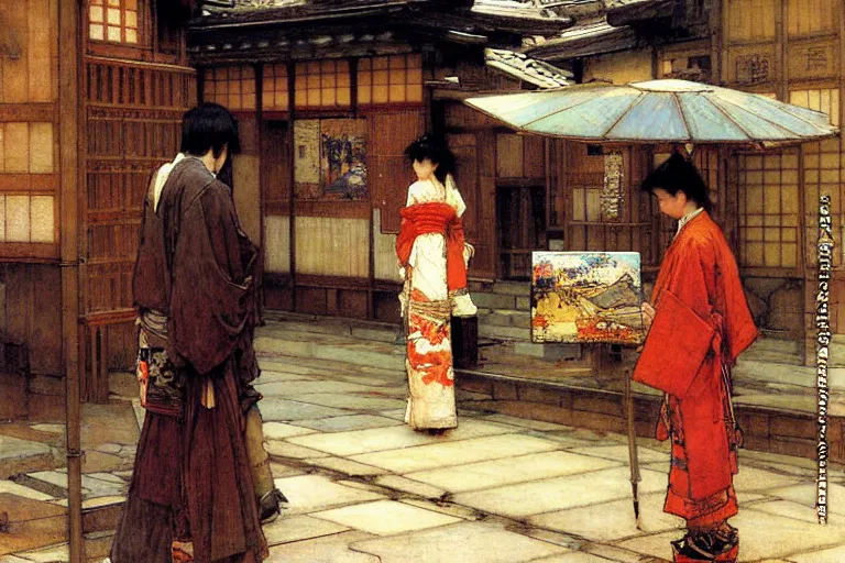 Image similar to kyoto, painting by gaston bussiere, john william waterhouse, yoji shinkawa, carl larsson