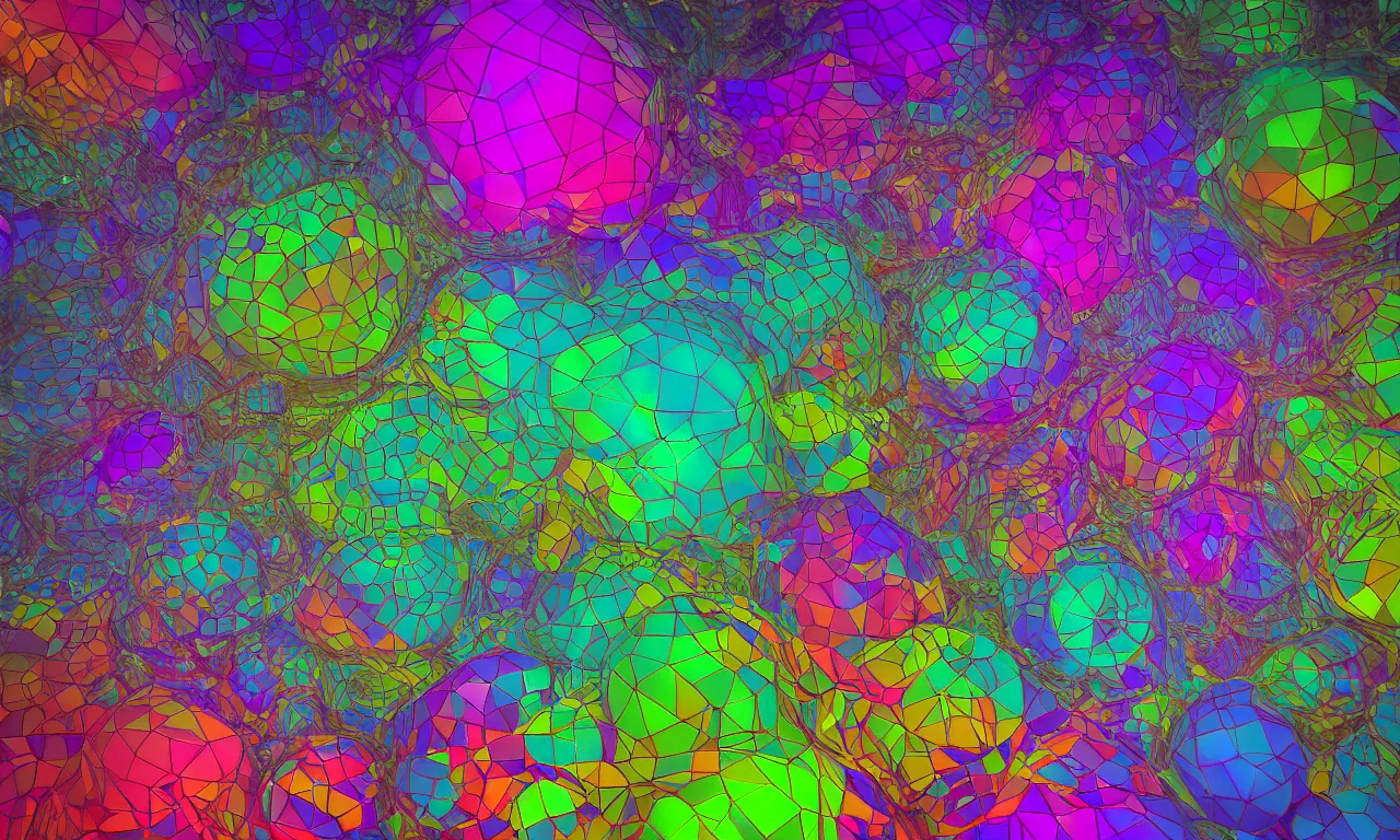 Image similar to reflexion cyberpunk voronoi engine laboratory 3 d volume kaleidoscope digital stylized concept substance liquid, by carl warner and jim woodring, trending on artstation : 1. 5, sweet joy harmony color scheme depth fog overlay multiply photoshop layer