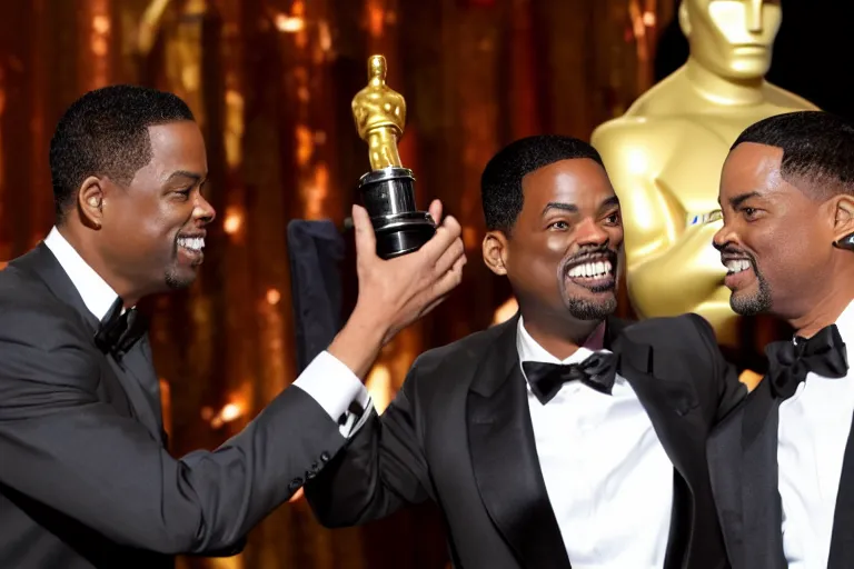 Image similar to chris rock slapping will smith, at the oscar's, 8 5 mm