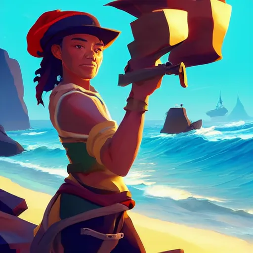 Image similar to painting treasure on sea of thieves game smooth median photoshop filter cutout vector, behance hd by jesper ejsing, by rhads, makoto shinkai and lois van baarle, ilya kuvshinov, rossdraws global illumination