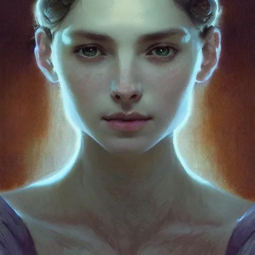 Image similar to concept art, portrait of beautiful lightly freckled woman, soft natural light, intricate, elegant, highly detailed, my rendition, digital painting, artstation, concept art, smooth, sharp focus, illustration, art by greg rutkowski and alphonse mucha and uang guangjian and gil elvgren, symmetry!!