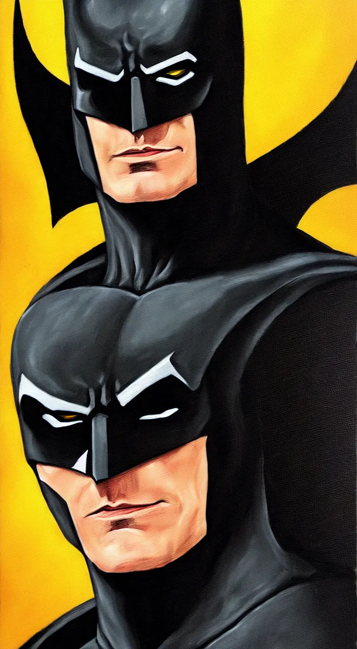 Image similar to a portrait painting of the Batman