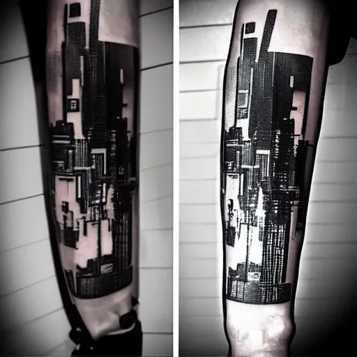 Image similar to cyberpunk minimalist tattoo design