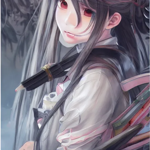 Image similar to dynamic composition, motion, ultra-detailed, incredibly detailed, a lot of details, amazing fine details and brush strokes, colorful and grayish palette, smooth, HD semirealistic anime CG concept art digital painting, watercolor oil painting of a Japanese schoolgirl, Cytus and Deemo style by a Chinese artist at ArtStation, by Huang Guangjian, Fenghua Zhong, Ruan Jia, Xin Jin and Wei Chang. Realistic artwork of a Chinese videogame, gradients, gentle an harmonic grayish colors.