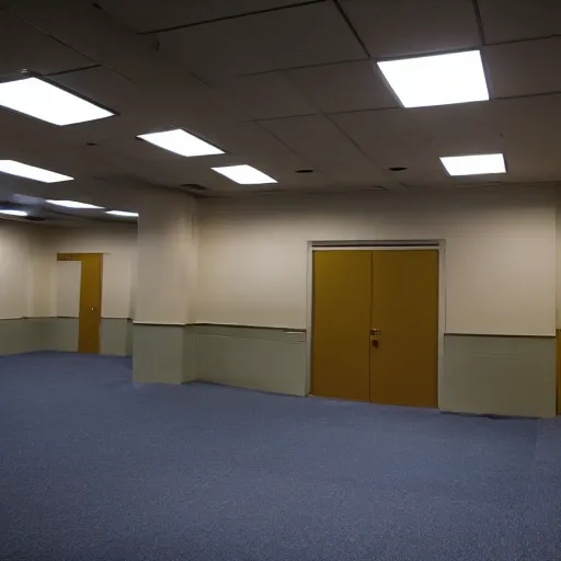 Prompt: Obama lost in the backrooms, old moist carpet, mono-yellow, fluorescent lights, randomly segmented rooms, eerie