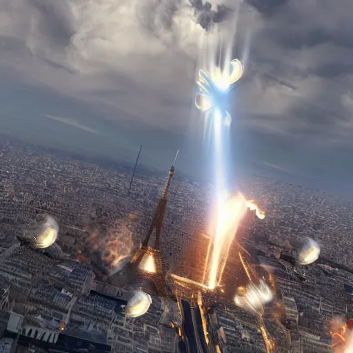 Prompt: yogurt meteor crashes into paris, yogurt covering everything, high resolution news footage, trending on artstation, photo