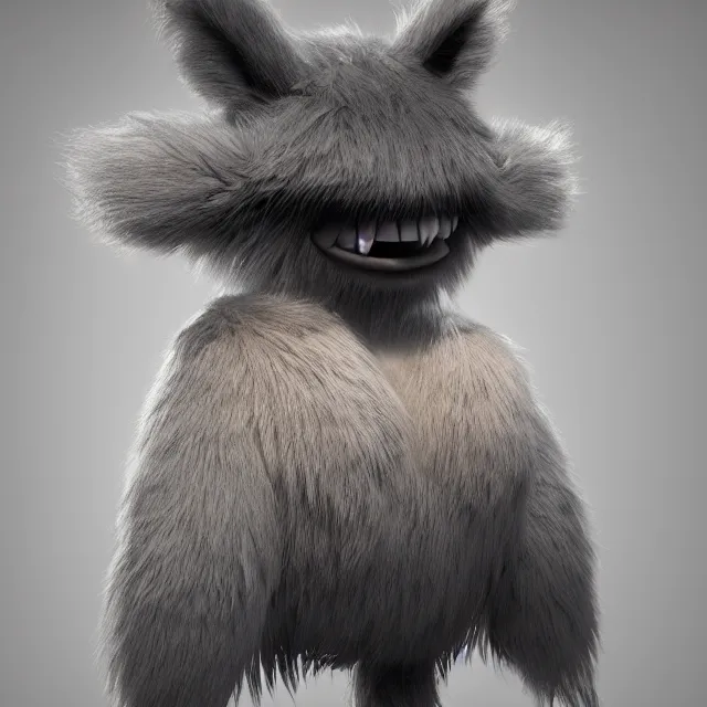 Image similar to ultra realistic fluffy monster designed by balenciaga, dark cinematic, volumetric, realistic, 3 d render, cinematic lighting, ray tracing, cinematic, unreal engine 5, unreal engine render, octane render, hd, photorealism, hyper realistic, photo, 8 k