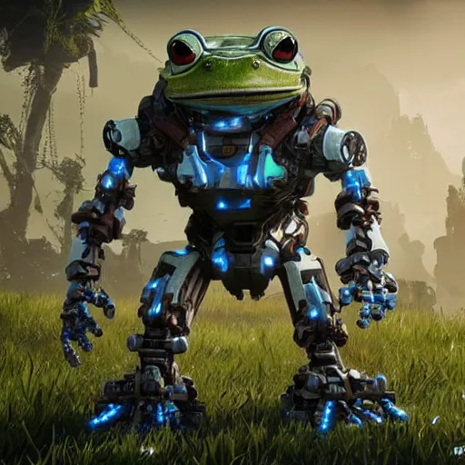 Image similar to cybernetic robot frog from the game Horizon Zero Dawn