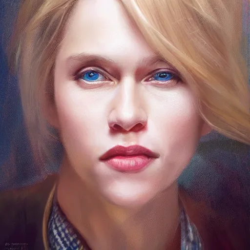 Prompt: kate mckinnon, a beautiful portrait, soft painting, by stanley artgerm lau, wlop, rossdraws, lerapi, and sakimichan,