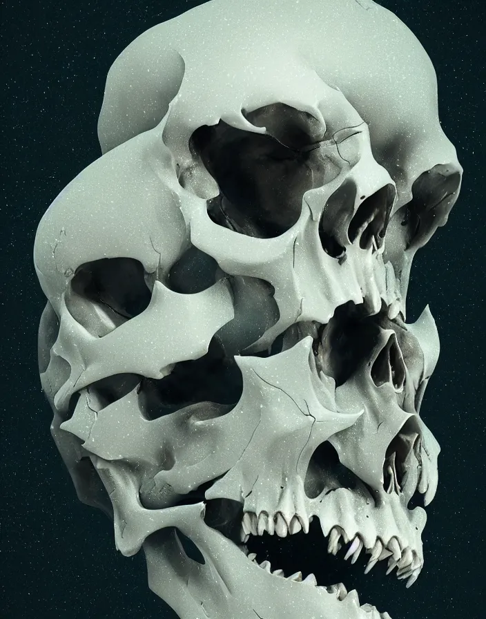 Intricate Fusion: Skeletons, Portraits, and Geometric Shapes