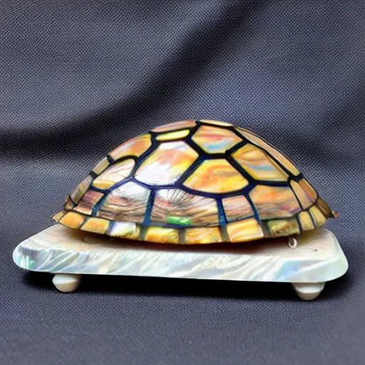 Image similar to ultra detail box turtle king with a mother of pearl shell