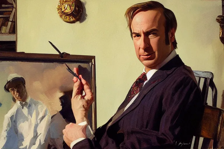 Prompt: saul goodman, better call saul, painting by sargent and leyendecker and greg hildebrandt