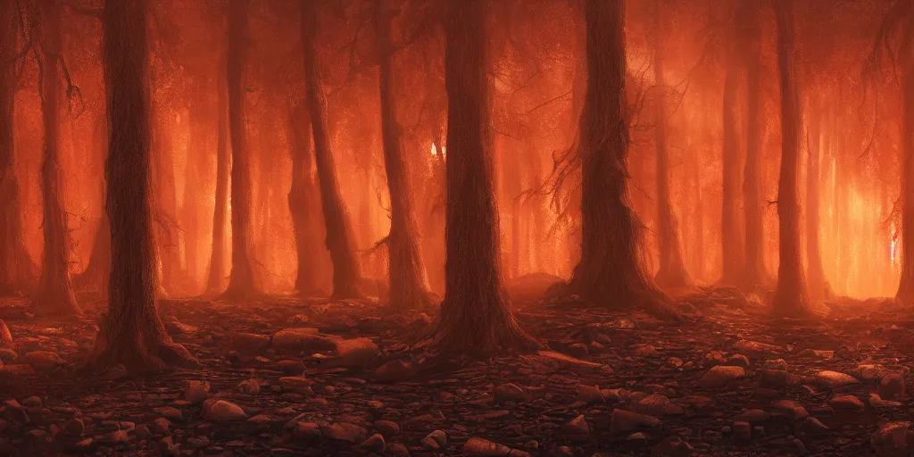 Prompt: A forest on Mars, cinematic lighting, detailed oil painting, hyperrealistic, 8k
