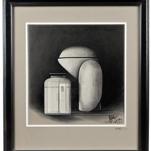 Image similar to painting by Harald Wiberg, lithography, black and white