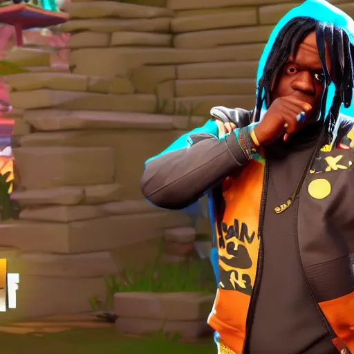 Image similar to rapper Chief Keef in Fortnite very detailed 4K quality super realistic