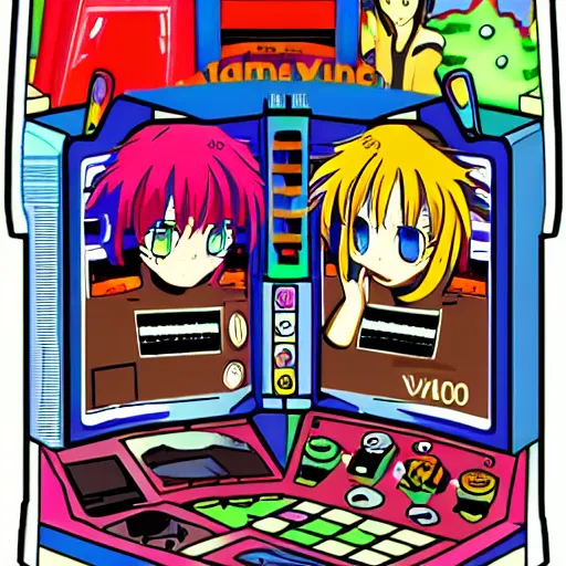 Image similar to anime vhs retro arcade girl