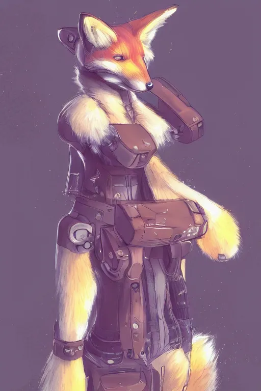 Image similar to a fox fursona, trending on artstation, by kawacy, furry art, digital art, cyberpunk, high quality