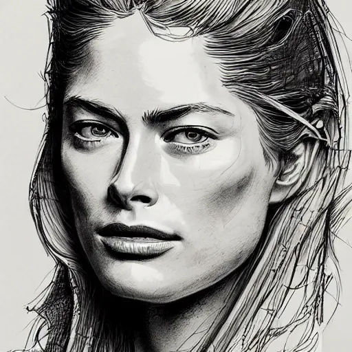 Prompt: a realistic yet sketched doutzen kroes, trending on artstation, intricate details, in the style of frank auerbach, in the style of sergio aragones, in the style of martin ansin, in the style of david aja, in the style of mattias adolfsson