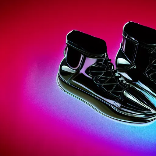 Image similar to futuristic balenciaga and vetements sneakers in giger style on gradient background, colorful, ultra rendered extreme realism and detail, 8 k, highly detailed, realistic, pbr, photorealistic