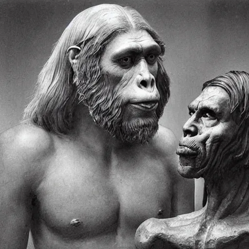 Image similar to historical picture war between homo sapien and neanderthal, authentic detail, with accurate event, hyperrealistic, photorealistic, trending on museum curator