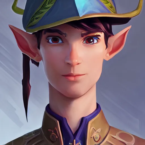 Prompt: Portrait of a male elf ranger, pointy ears, brown long hair, no beard, inquisitive look, perfect facial symettry, mattepainting concept Blizzard pixar maya engine on stylized background splash comics global illumination lighting artstation lois van baarle, ilya kuvshinov, rossdraws