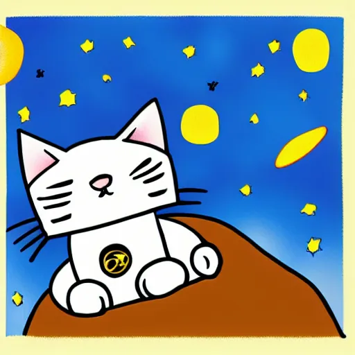 Prompt: cat in spacesuit floating in space, cartoon