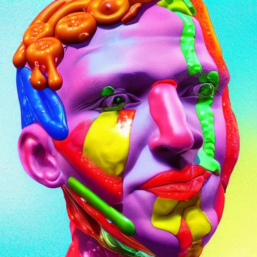 Image similar to a human made out of candy, digital art