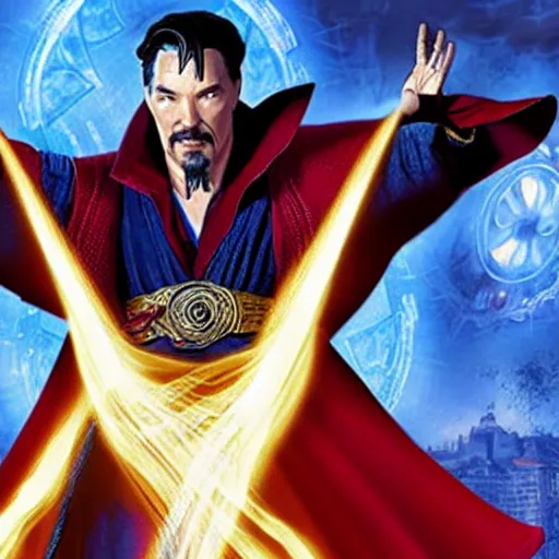 Image similar to dr. strange casting a shield spell in the metaverse