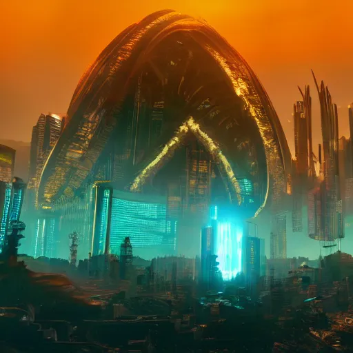 Image similar to cyberpunk elden ring landscape, unreal 5, 8k resolution, hdr